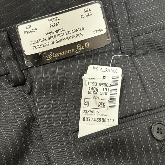 Men's Jos. A. Bank Signature Gold Jacket 43R Pants 40R Pinstripe Suit Set - Picture 3 of 13